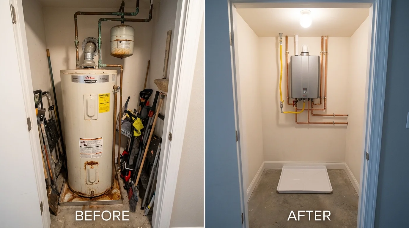 Tank water heater versus wall-mounted tankless unit comparison for Winchester, OH homeowners